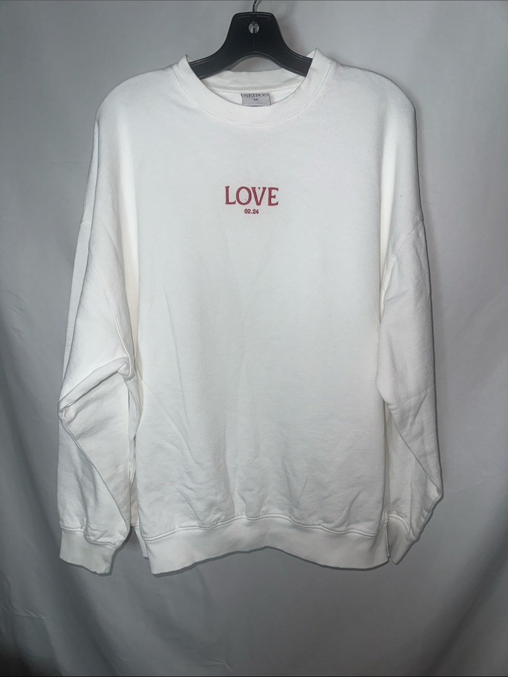 White 'LOVE' Crewneck Sweatshirt - Women's Casual Pullover